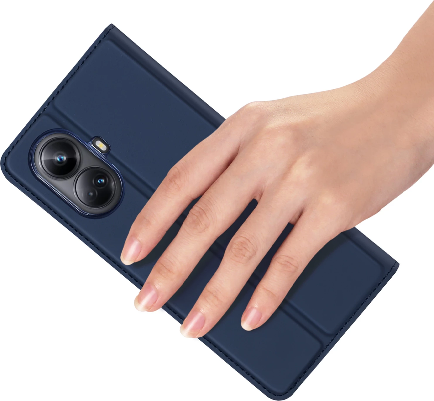 Mbështjellës Dux Ducis Skin Pro për Realme 10 Pro+, me kapak, xhep për kartela, qëndrim, kaltër