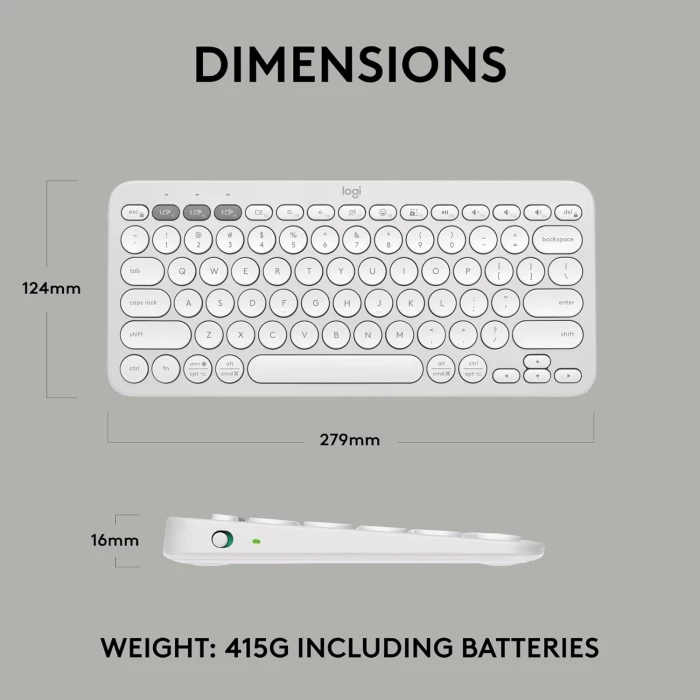 Tastierë pa kabllo Logitech Pebble Keys 2 K380s multi-device Bluetooth, SLO, e bardhë