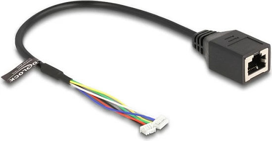 Kabllo DeLOCK RJ45 (female) në pin header 1.25 mm 4+6 pin, Cat5e, 30 cm, e zezë