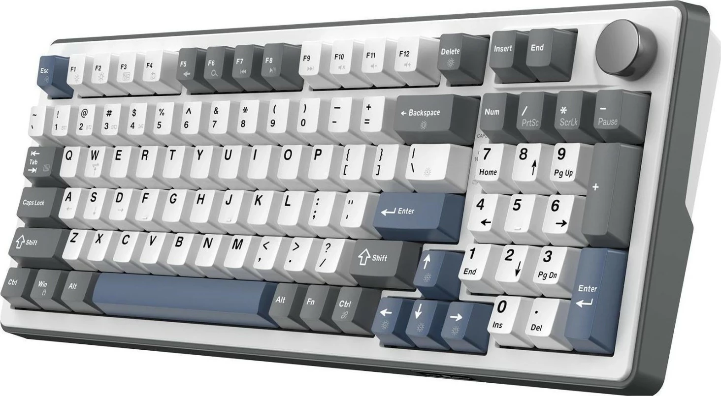 Tastierë gaming White Shark Excalibur, mekanike Hot-Swap KTT Wine Red, RGB, 98%, wireless/USB-C, US ANSI, bardhë-gri