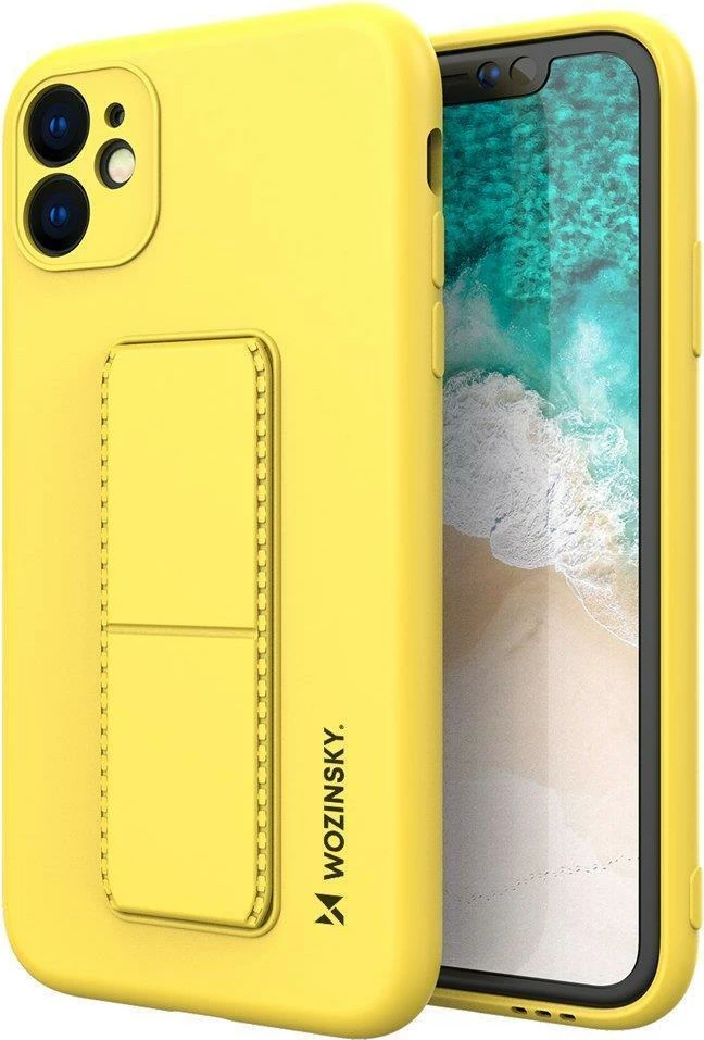 Mbështjellës Wozinsky Kickstand Case për iPhone 12 mini, silikon, e verdhë