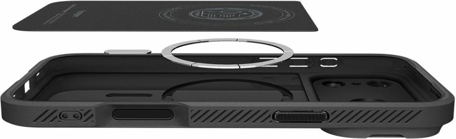 Mbështjellës MagSafe Spigen Optik Armor për iPhone 17 Pro Max me kapak rrëshqitës kamere TPU+PC i zi