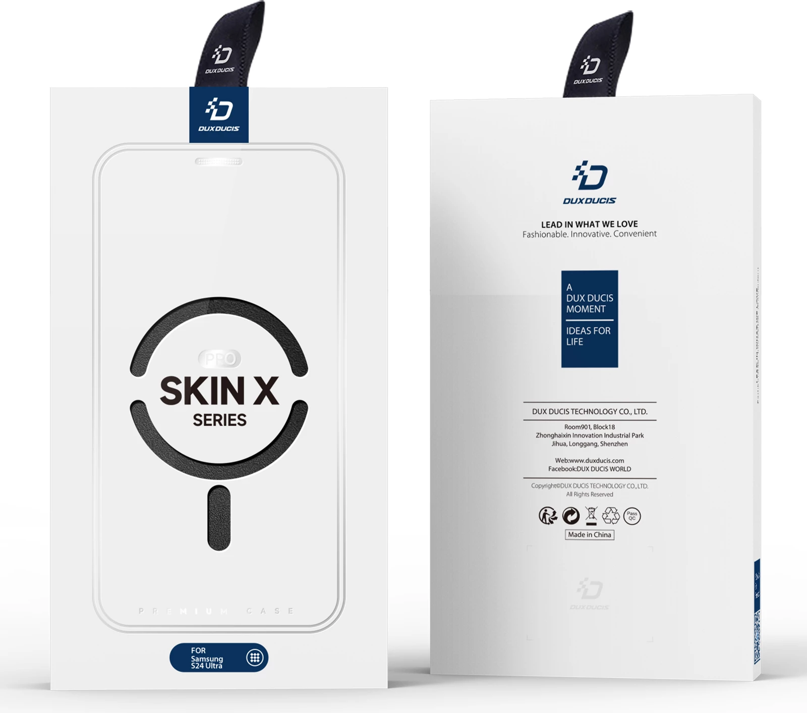 Mbështjellës Dux Ducis Skin X Pro me kapak dhe unazë magnetike për Samsung S24 Ultra, i zi