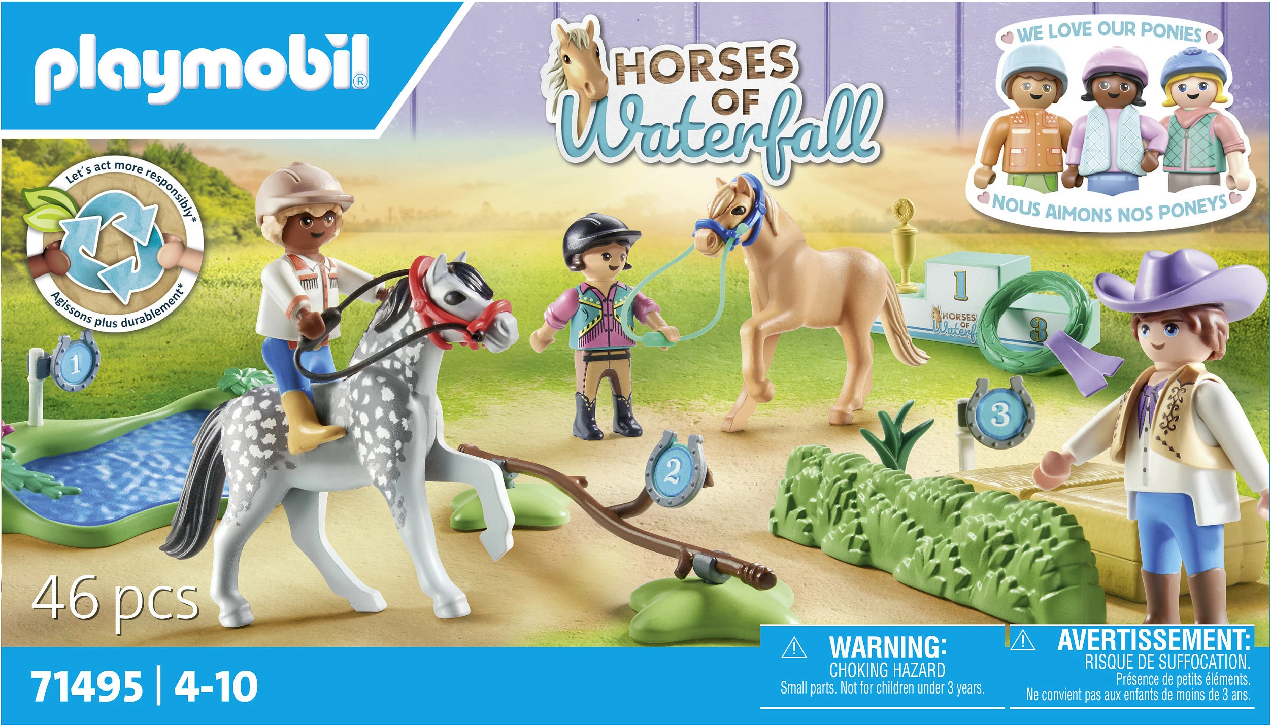 Set lodrash Playmobil Horses of Waterfall 71495, Ponyturnier, 46 copë, shumëngjyrësh