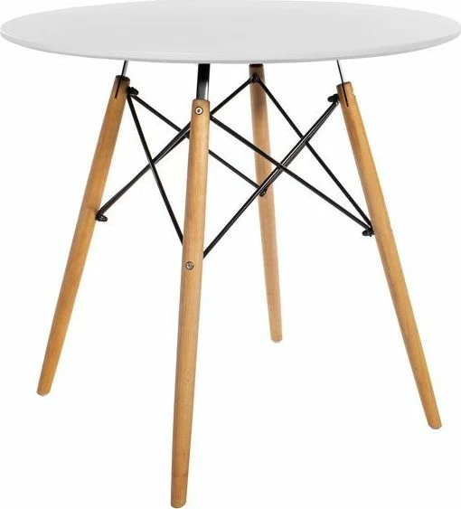 Tavolinë e rrumbullakët Mufart ETT 80cm, MDF, këmbë ahu, e bardhë