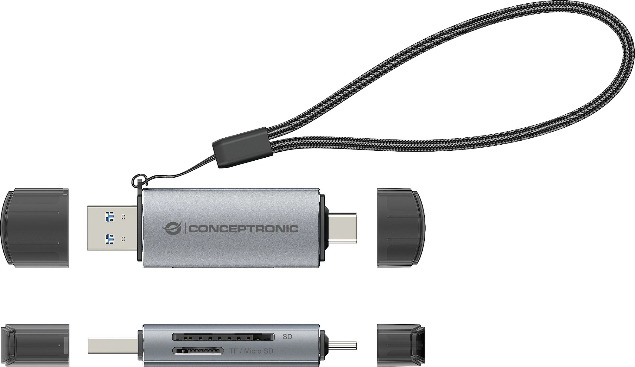 Lexues kartelash Conceptronic USB 3.2 Gen1 USB-A/USB-C, SD/microSD, 5Gbps, gri
