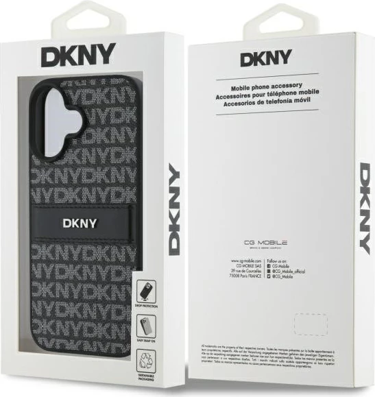 Mbështjellës DKNY Texture Pattern Tonal Stripe për iPhone 16, i zi