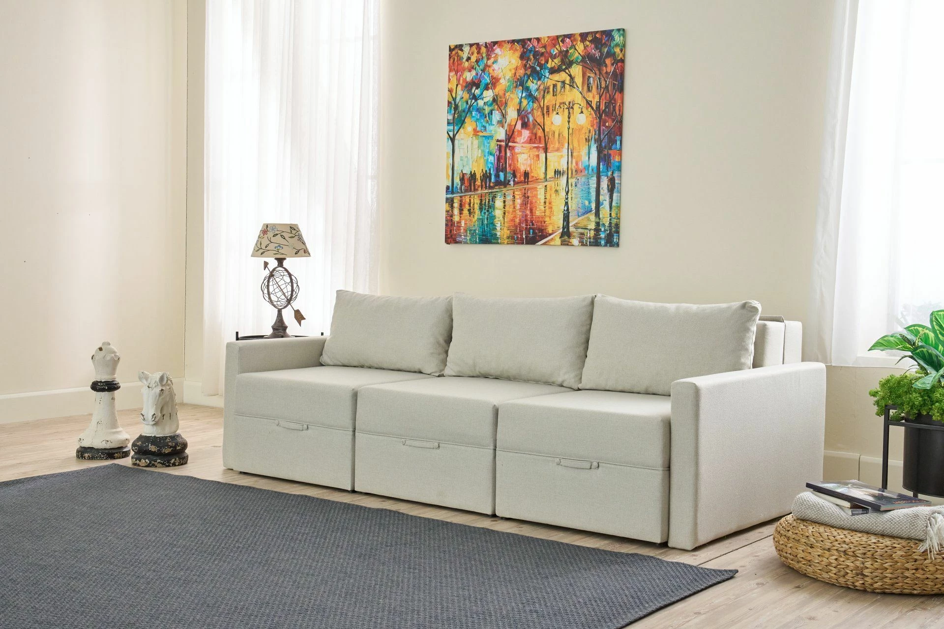 Kënd-sofë krevati Atelier del Sofa, Saros, krem