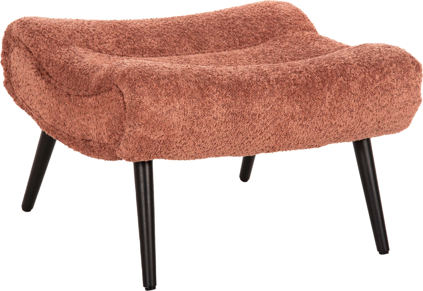 Karrige për këmbë KEMBA, FH9606.02, pëlhurë boucle rozë, këmbë druri të zeza, 68x58x40H cm