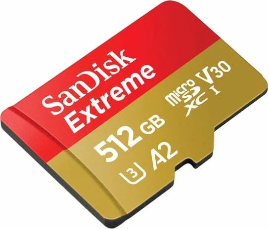 Kartelë memorje microSDXC SanDisk Extreme SDSQXAV-512G-GN6MA 512GB UHS-I A2 U3/V30 me adapter SD, e kuqe/ari