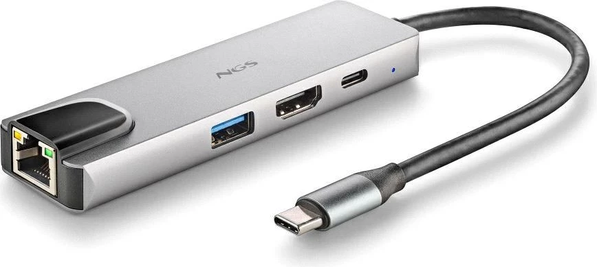 Hub USB-C NGS 4 Porte RJ45 HDMI USB 3.0 Alumini