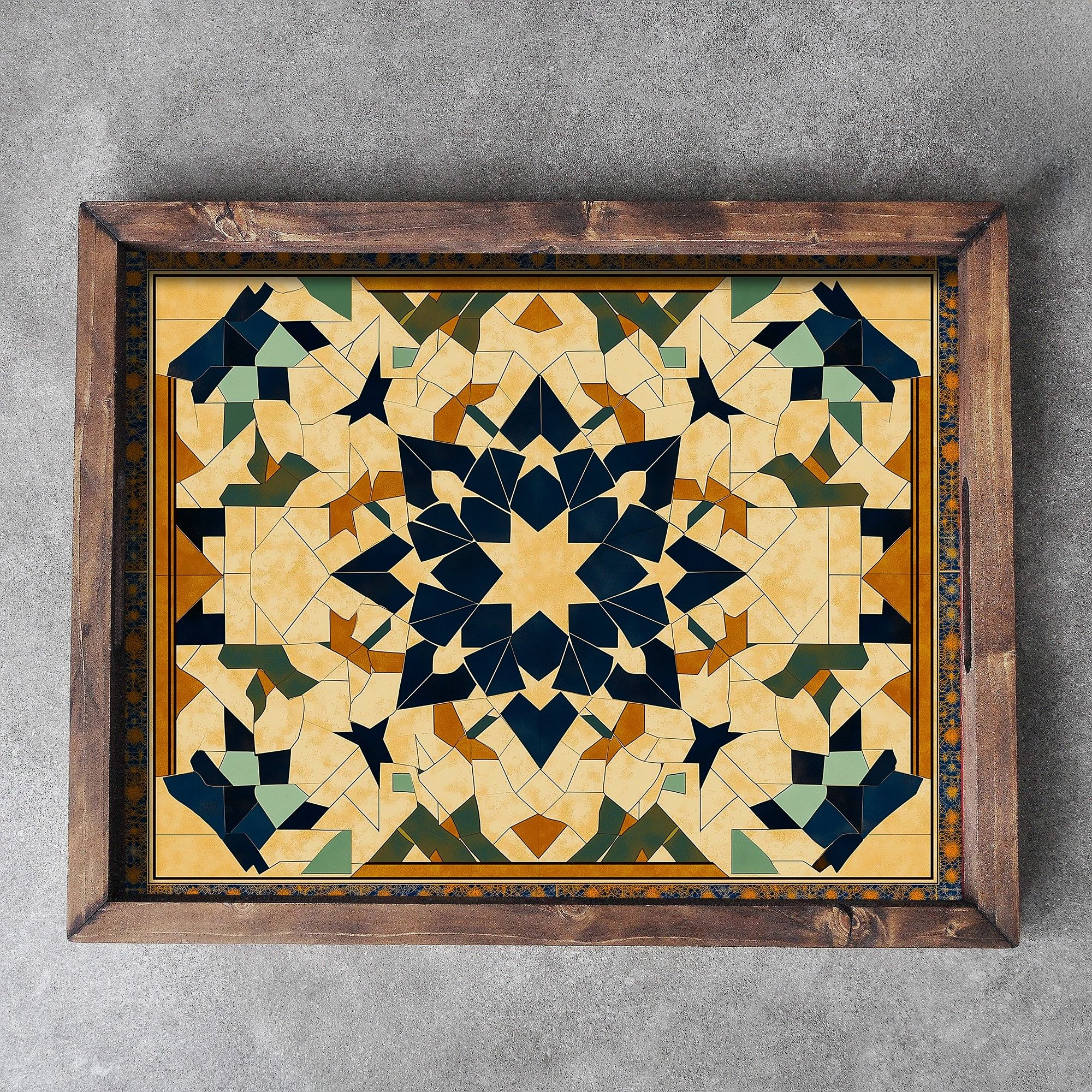 Tabaka dekorative prej druri, shumëngjyrëshe, REF012, 48x38x4cm