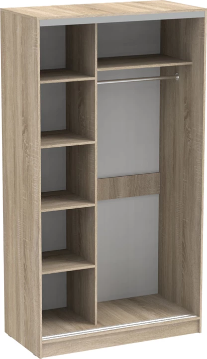 Dollap me dy dyer rrëshqitëse, pasqyrë, ngjyrë sonoma, 120x60x220cm