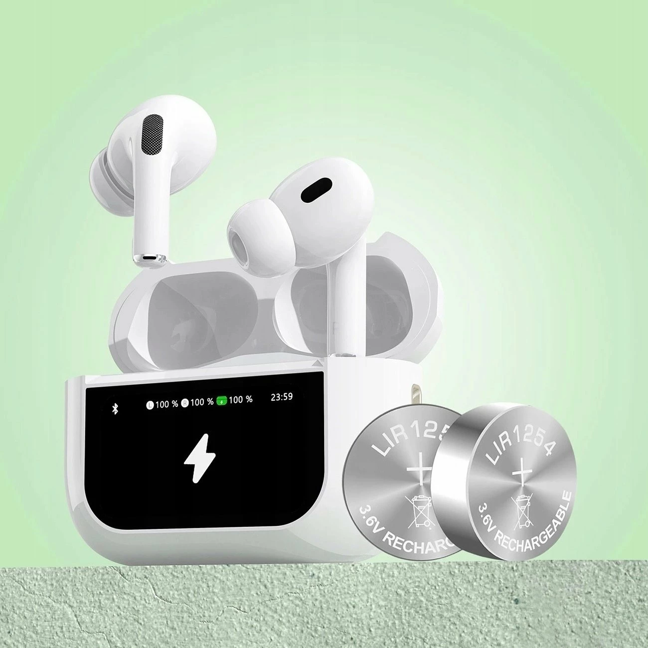 Kufje Dudao U19 TWS Bluetooth 5.3 me ANC, LED display, USB-C, deri 68h, të bardha