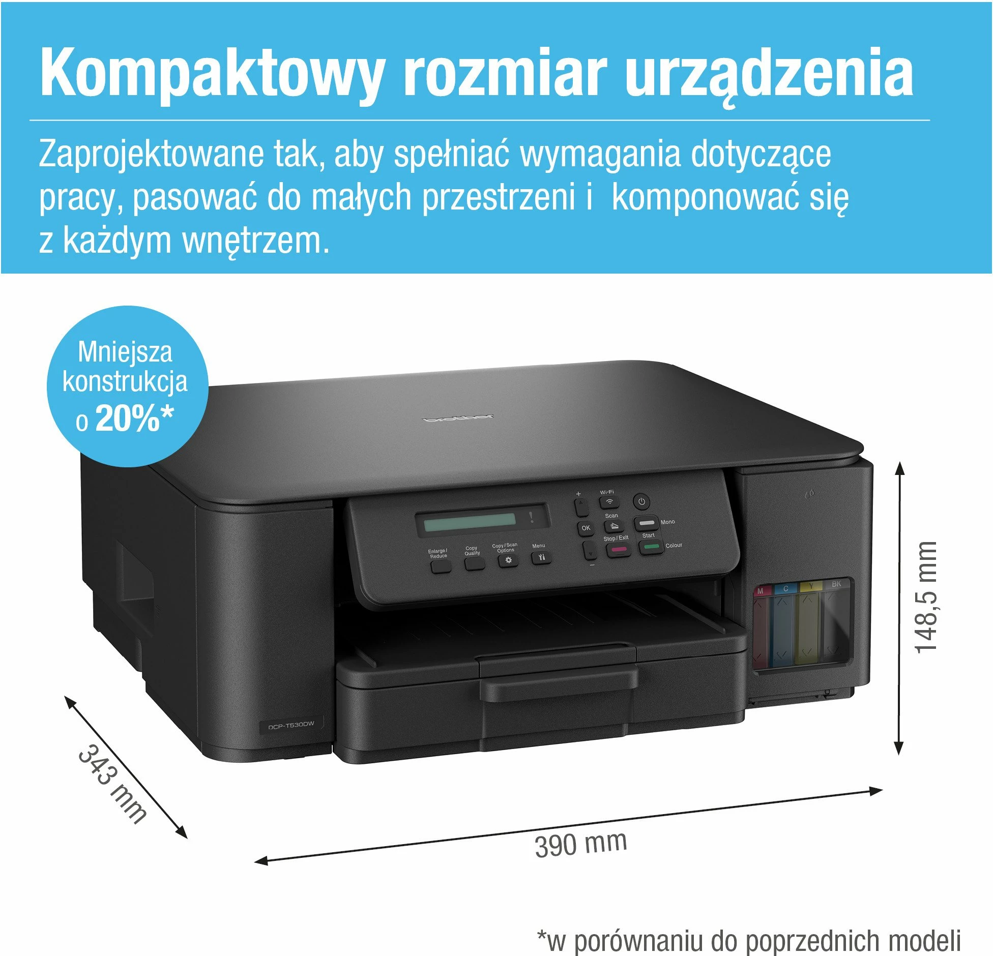 Printer multifunksional Brother DCP-T530DW InkBenefit A4, Wi‑Fi, USB, CISS, duplex, i zi