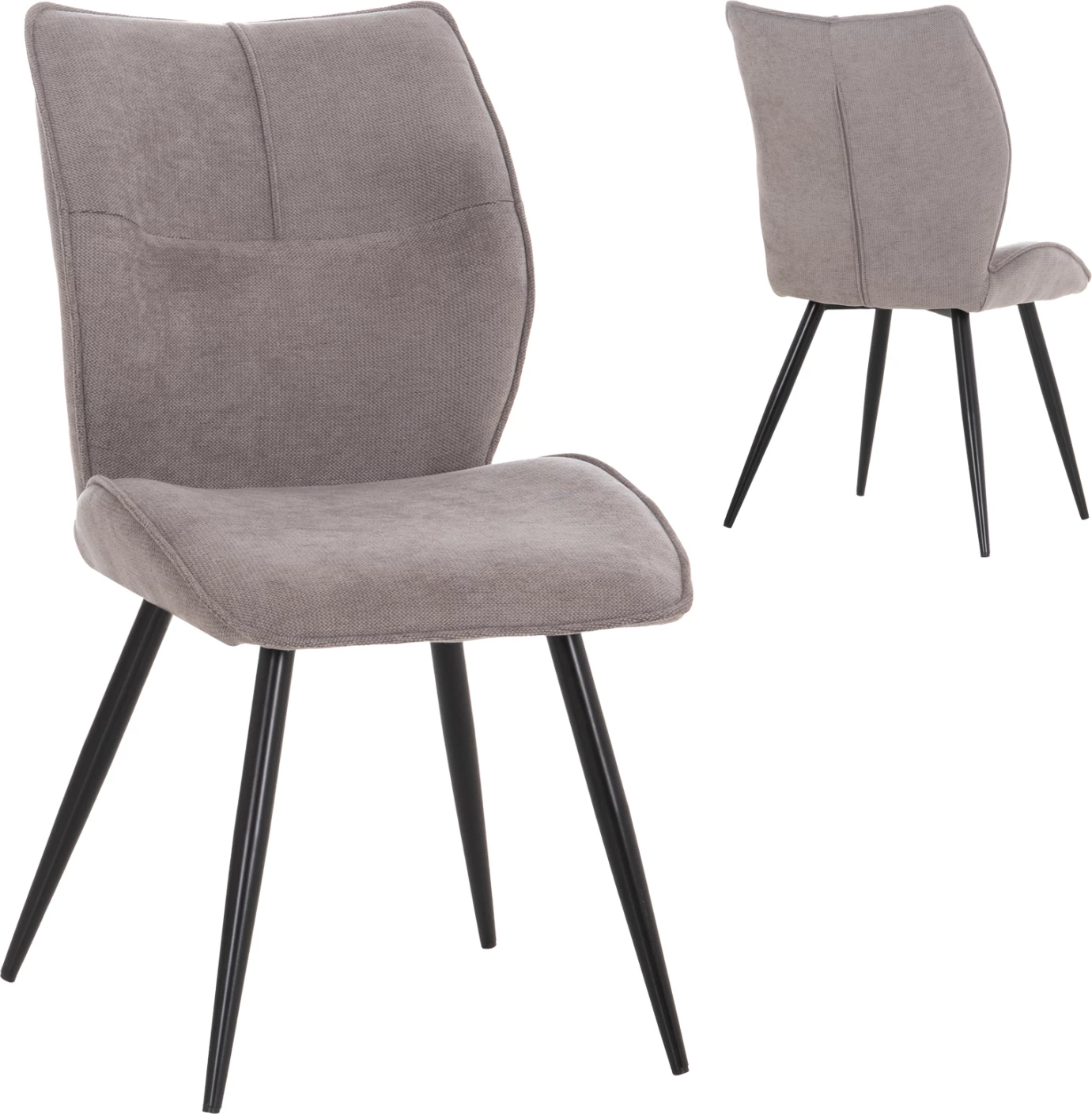 Karrige ngrënieje GAFF, material gri e lehtë, këmbë metalike të zeza, 50x67x89cm, set prej 2 copash