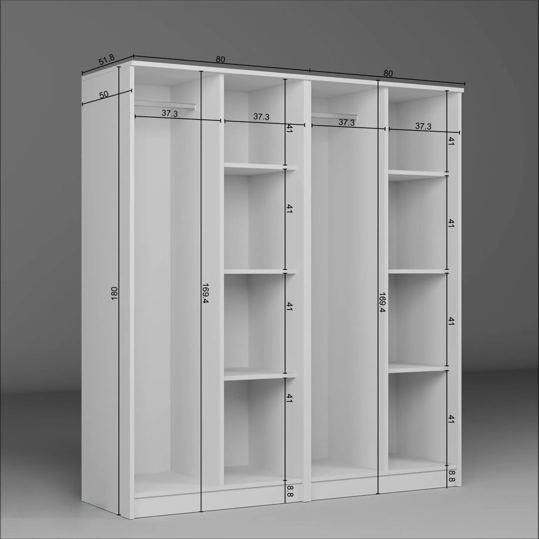 Dollap për rroba, ngjyrë e bardhë, Skye Decor, Kardelen 1600-103