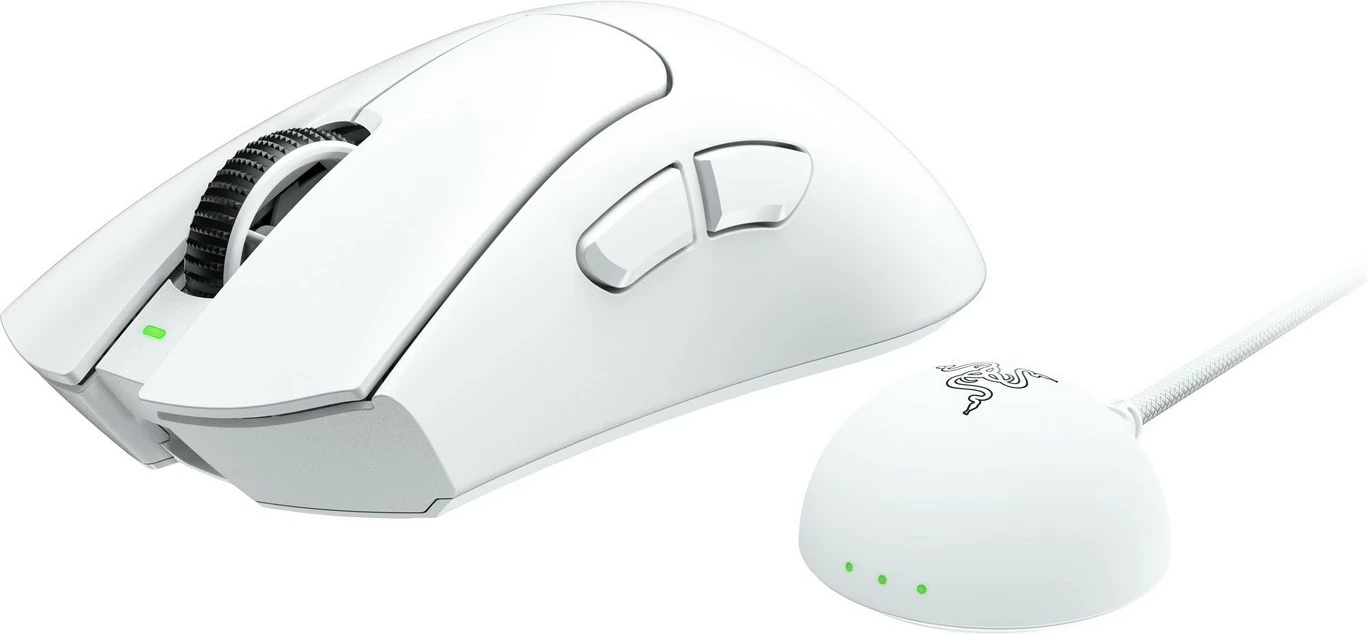 Maus Razer DeathAdder V4 Pro, wireless & USB-C, 45K DPI, 6 taste, i bardhë