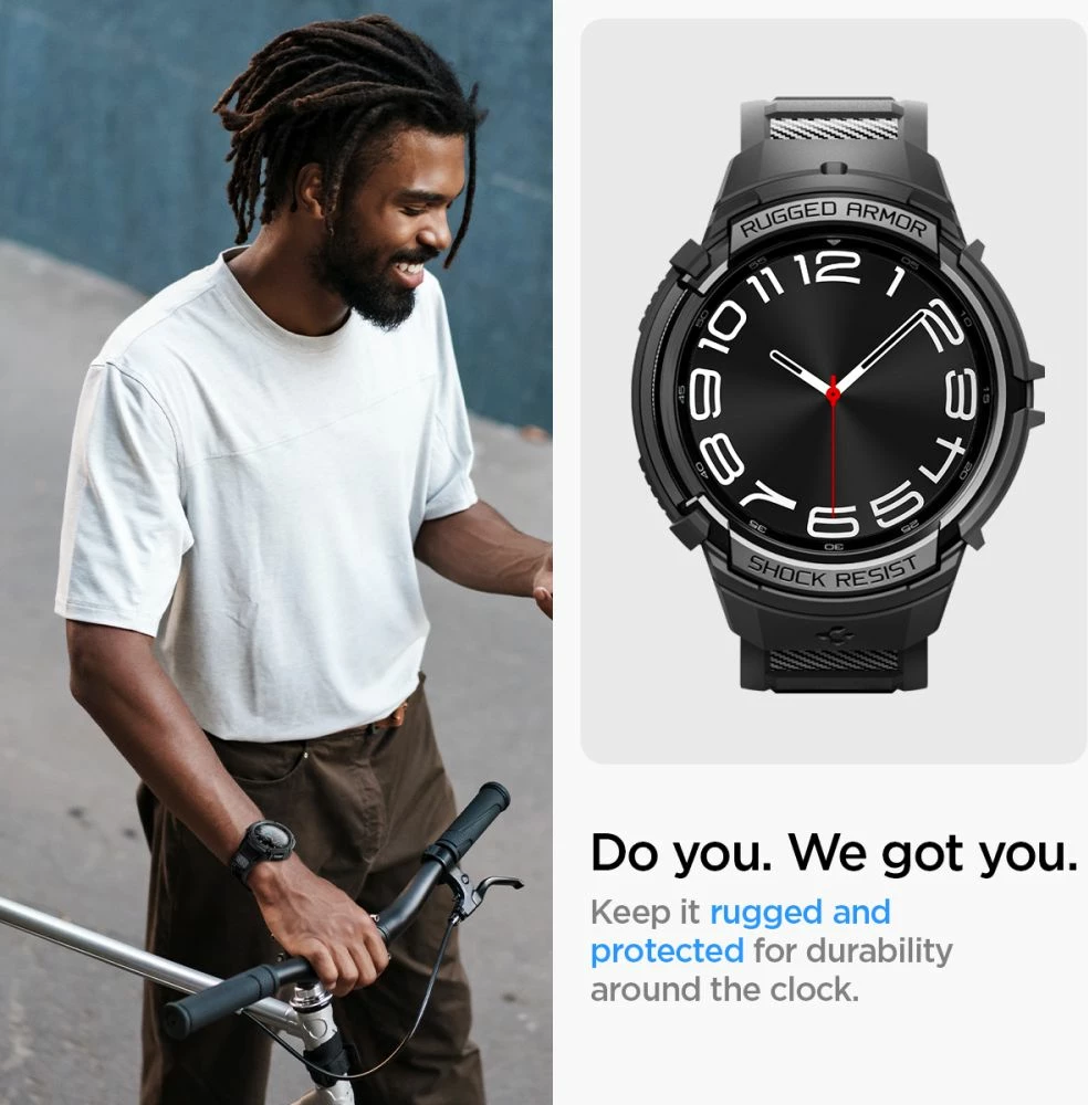 Mbështjellës Spigen Rugged Armor Pro me rrip për Samsung Galaxy Watch 6 Classic 47mm, Zi