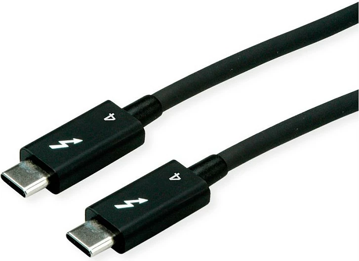 Kabllo USB-C ROLINE 11.02.9043, Thunderbolt 4, 0.5m, 40Gbps, PD 100W, e zezë