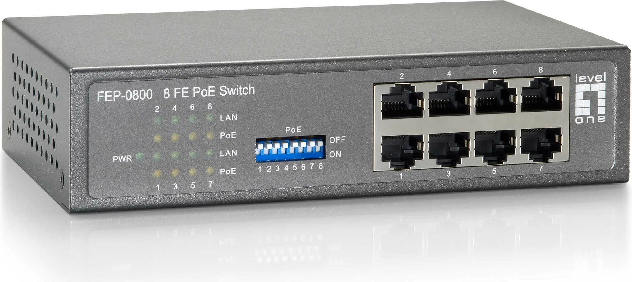 Switch LevelOne FEP-0800, 8 porte, Fast Ethernet, PoE, 90W