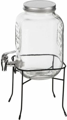 Kavanoz për pije me rubinet Adler AD 6741, 4 L, transparent, me stand metalik + rubinet rezervë