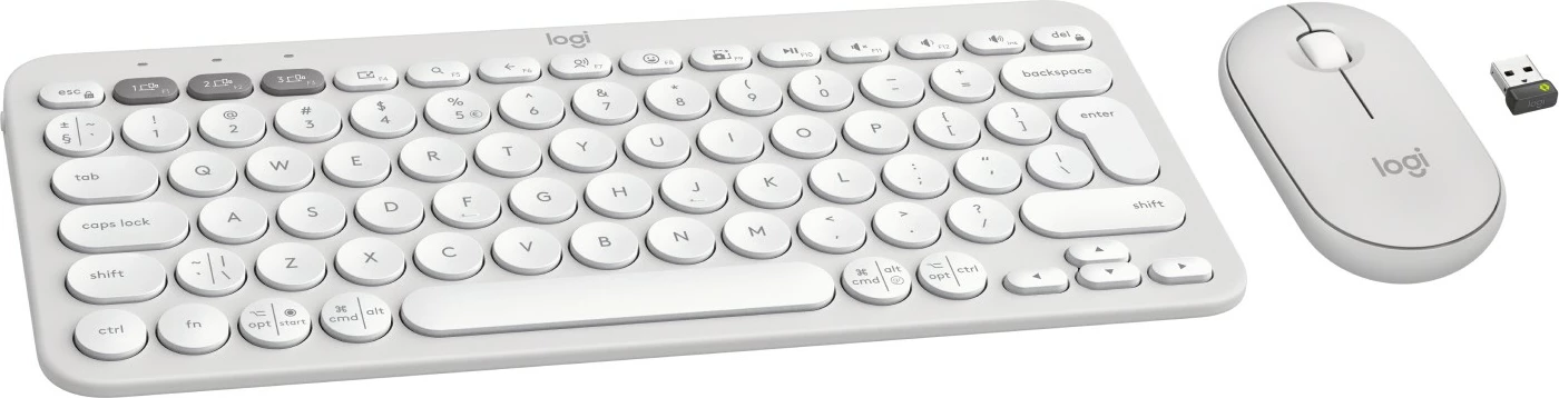 Set maus dhe tastierë Logitech Pebble 2 Combo, Tonal White