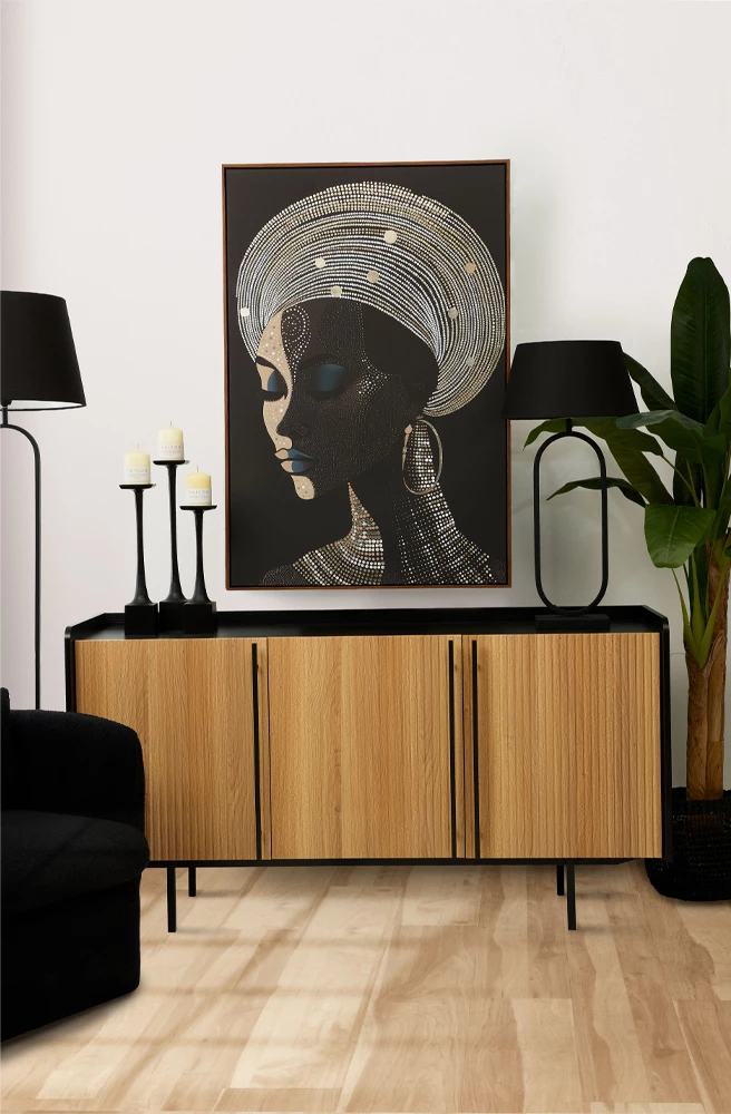 Pikturë dekorative Black Soul, kanavacë, kornizë druri e zezë-kafe, 83x123x4cm