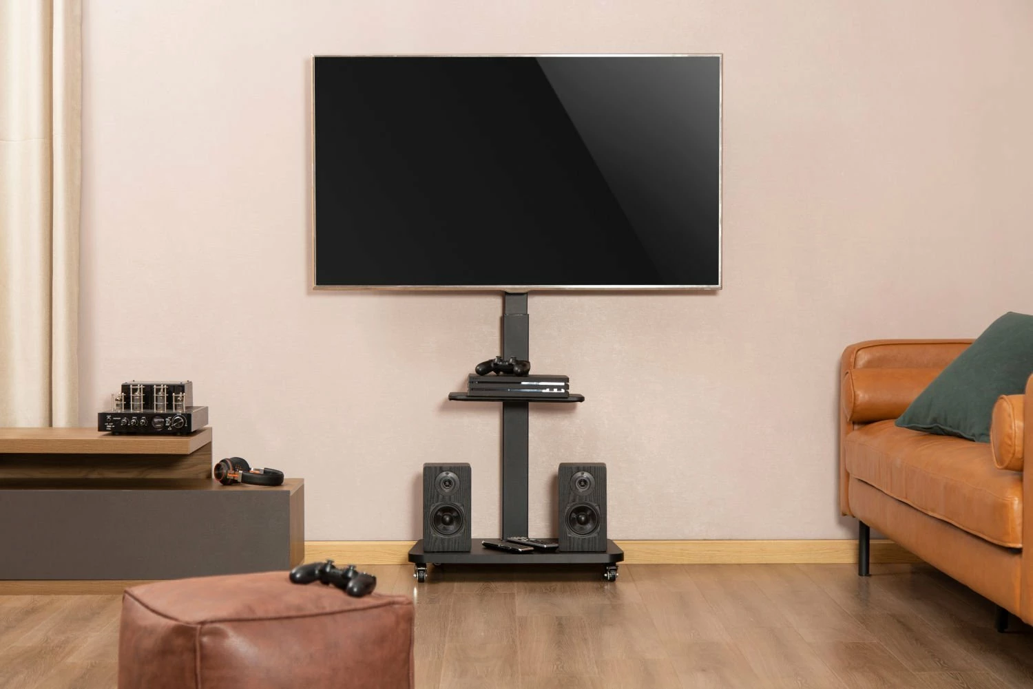 Mbajtëse dyshemeje për TV Mozos MSTV 37"-75" 40 kg, e zezë