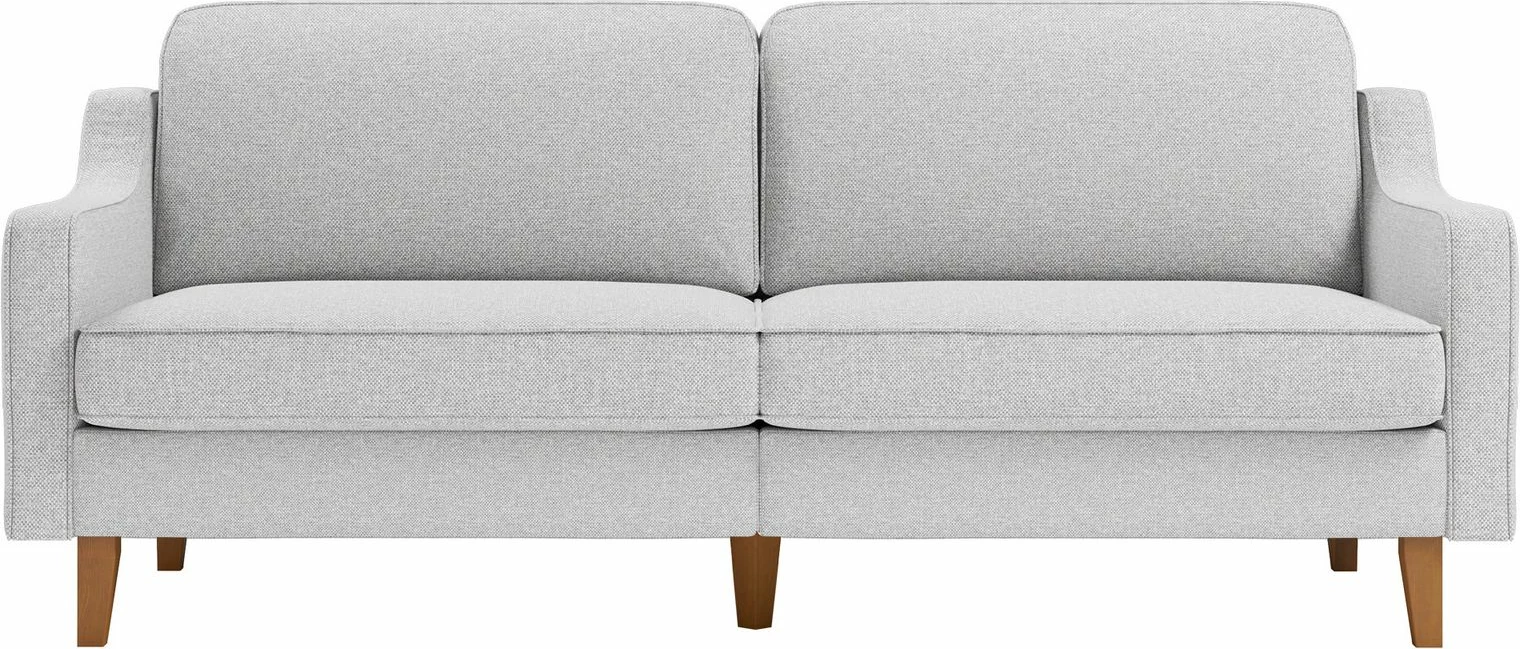 Divan treshe Robin, ngjyrë Pebble, këmbë druri Walnut
