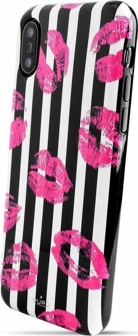 Mbështjellës Puro Glam Miami Stripes për iPhone Xs/X, plastikë, i zi/transparent