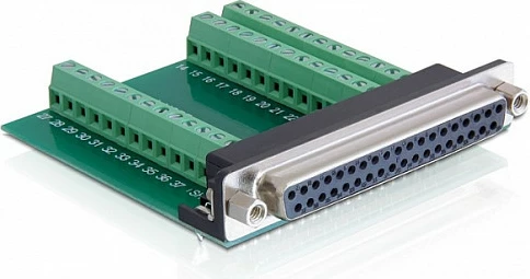 Adapter DeLOCK D-Sub 37-pin në terminal block, 69 x 69 x 16 mm, zi/jeshil