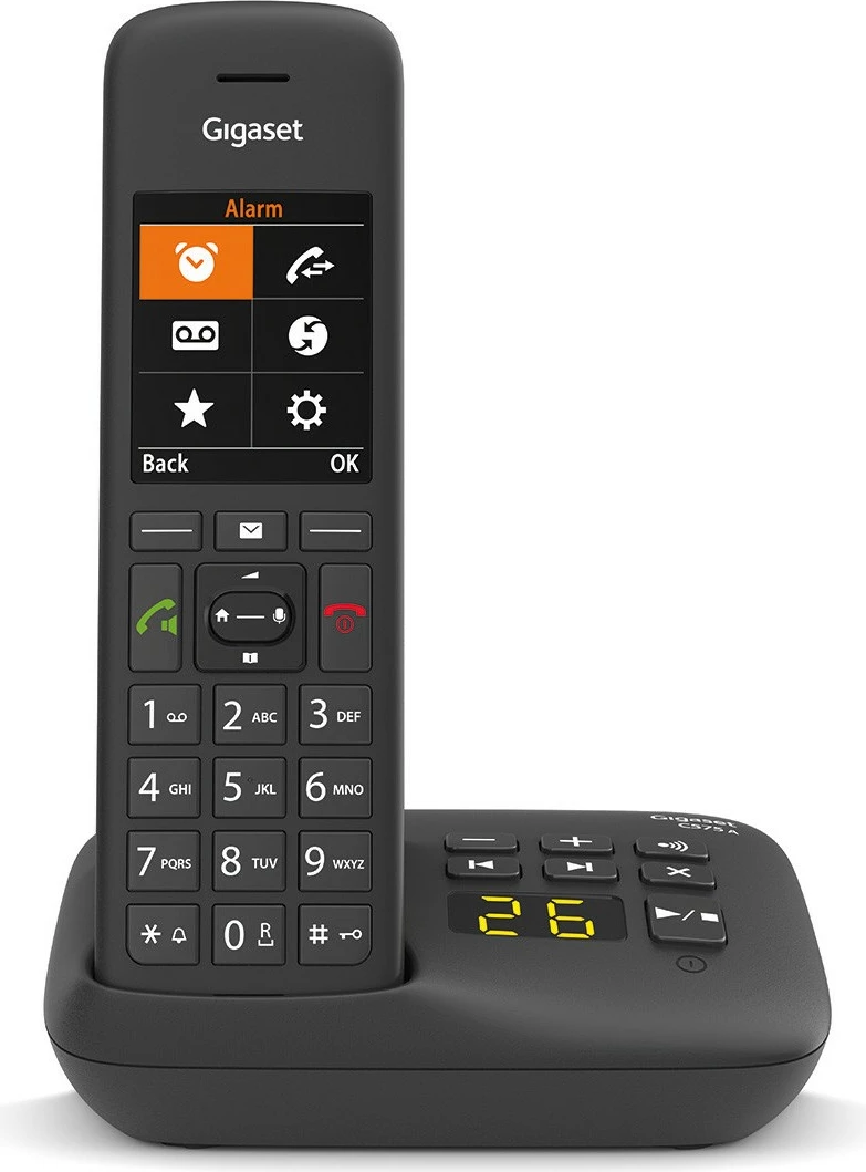 Telefon pa tela Gigaset C575A, DECT, me përgjigjës automatik, 200 kontakte, i zi