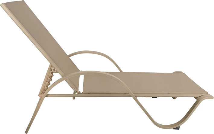 Shezlong me krahë Attain, alumin, tekstilene, ngjyrë kapuçino/kafe, 191x64x32cm