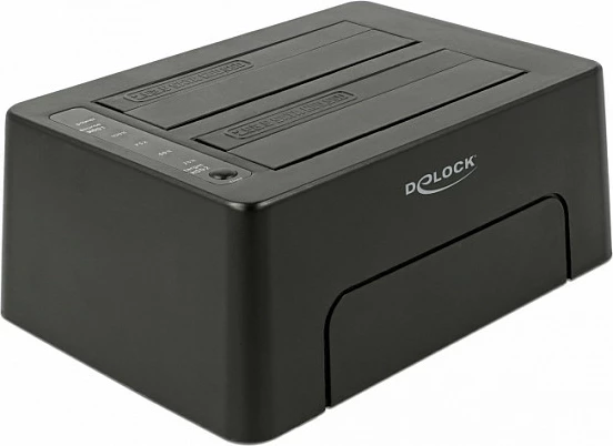 Docking stacion DeLOCK 63957 për HDD/SSD SATA, USB-C 3.2 Gen 2, klonim, 2.5/3.5", e zezë
