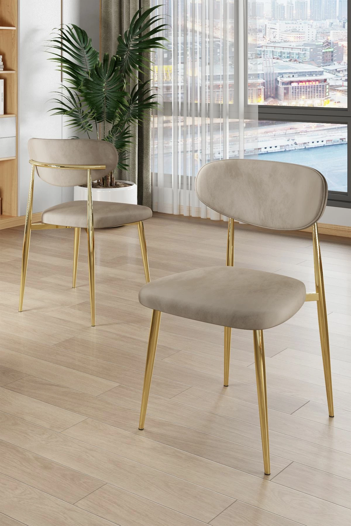 Set karrigesh (6 copë), Skye Decor, ngjyrë kapuçino, ari