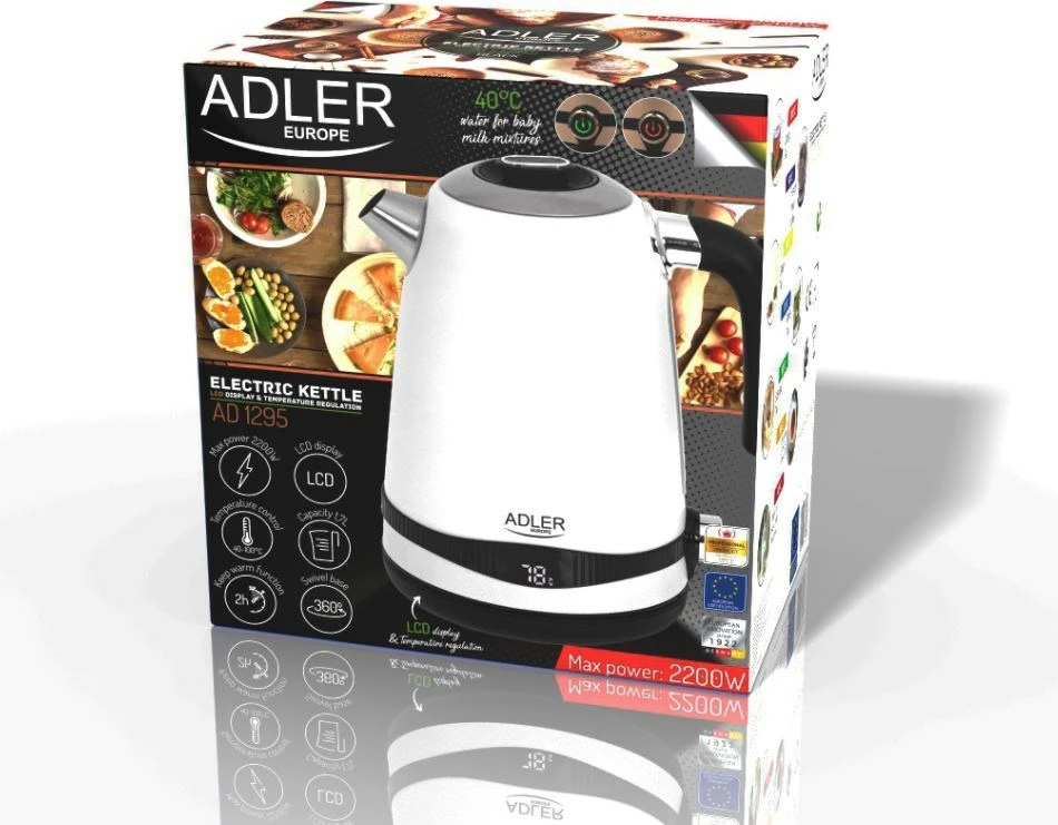 Vluese uji Adler AD 1295W, 2200W, 1.7L, e bardhë 