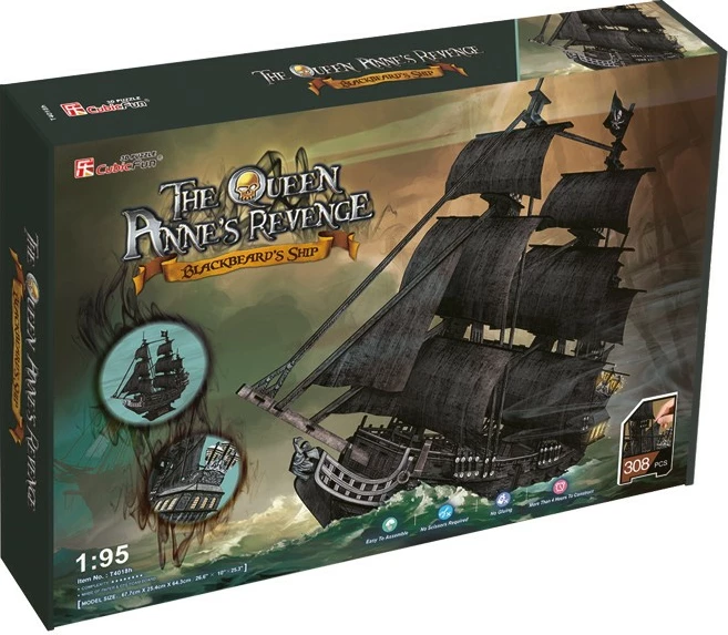 Puzzle 3D Cubic Fun Queen Anne's Revenge, set i madh, 308 pjesë