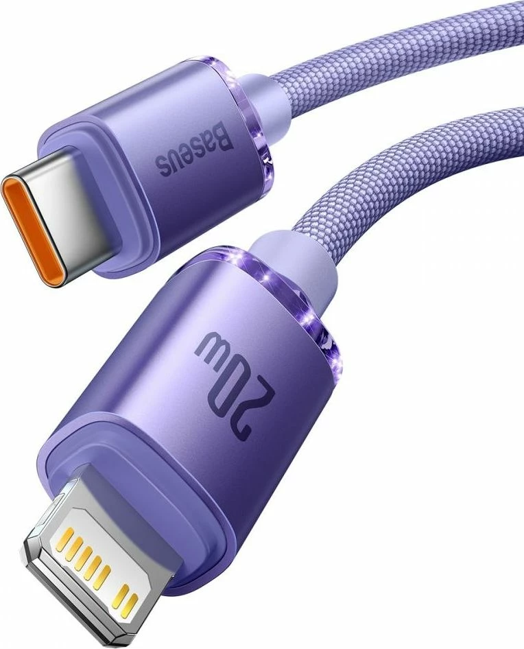 Kabllo USB-C në Lightning Baseus Crystal Shine 1.2 m 2.4A USB 2.0, vjollcë, 1 copë