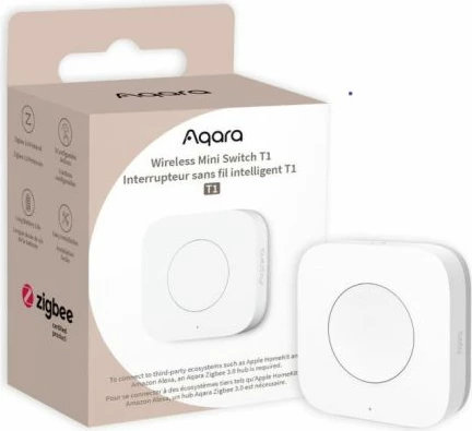 Switch mini wireless AQARA T1 WB-R02D, Zigbee 3.0, bateri CR2032, bardhë