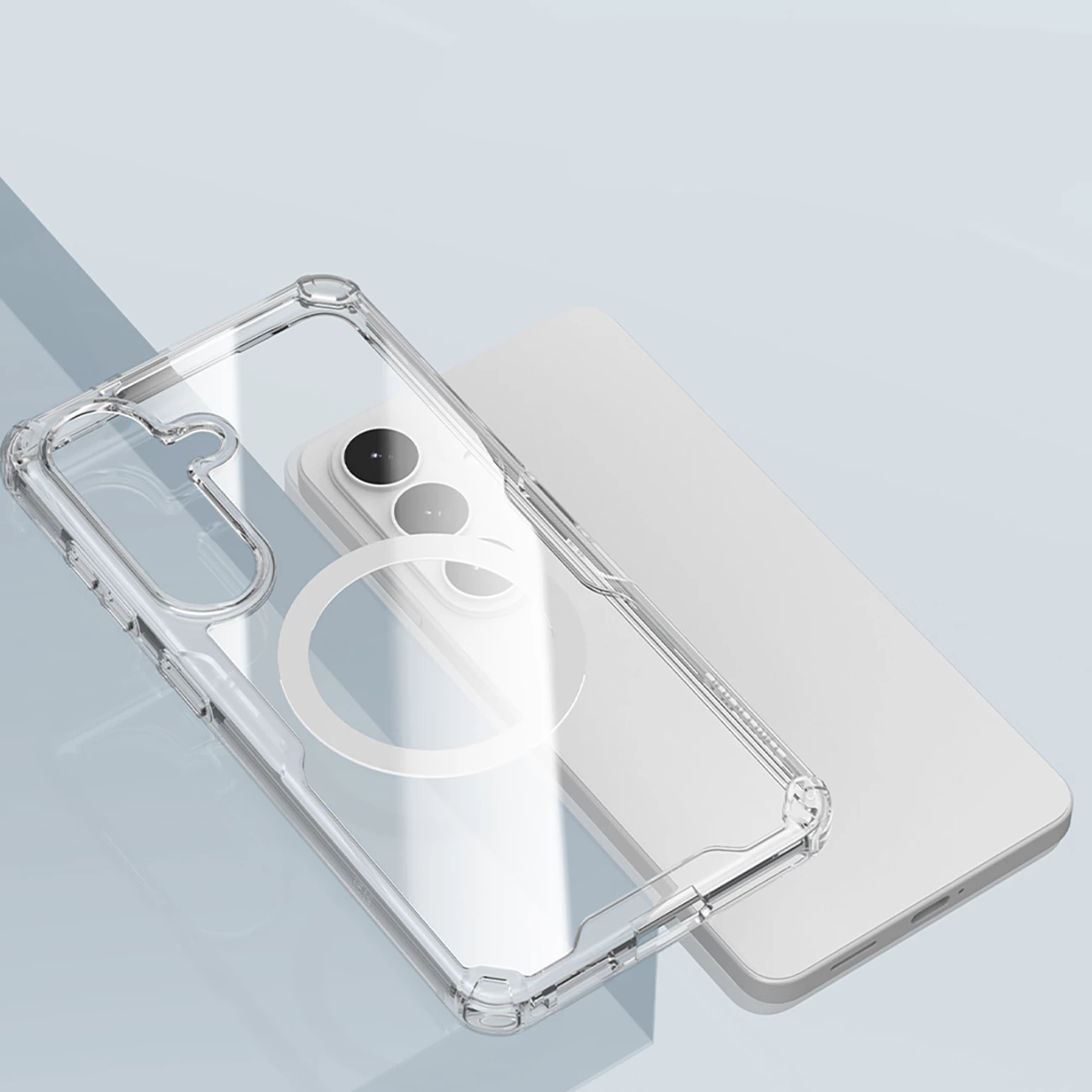 Mbështjellës Nillkin Nature TPU Pro për Samsung Galaxy S26, kompatibil me MagSafe, TPU+PC, gjysmë transparent, bardhë
