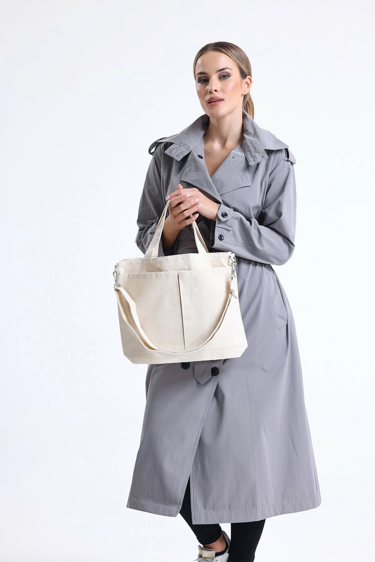 Çantë tote Zoozie Bags, krem, 2062