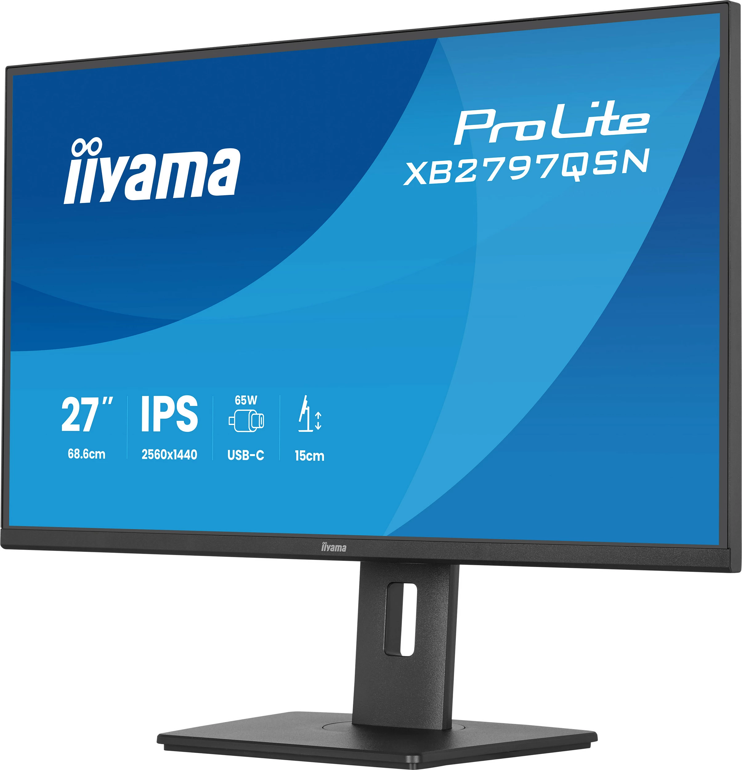 Monitor iiyama ProLite XB2797QSN-B1, 27", IPS, QHD 2560x1440, USB-C 65W, i zi