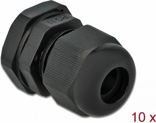 Glandë kabllo DeLOCK PG11, IP68, për kabllo 10 mm, 10 copë, e zezë