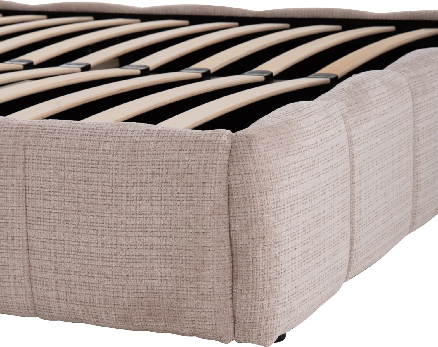 Krevat dopio me hapësirë magazinimi ENYA FH763.03, pëlhurë bezhë e çelët, për dyshek 160x200cm