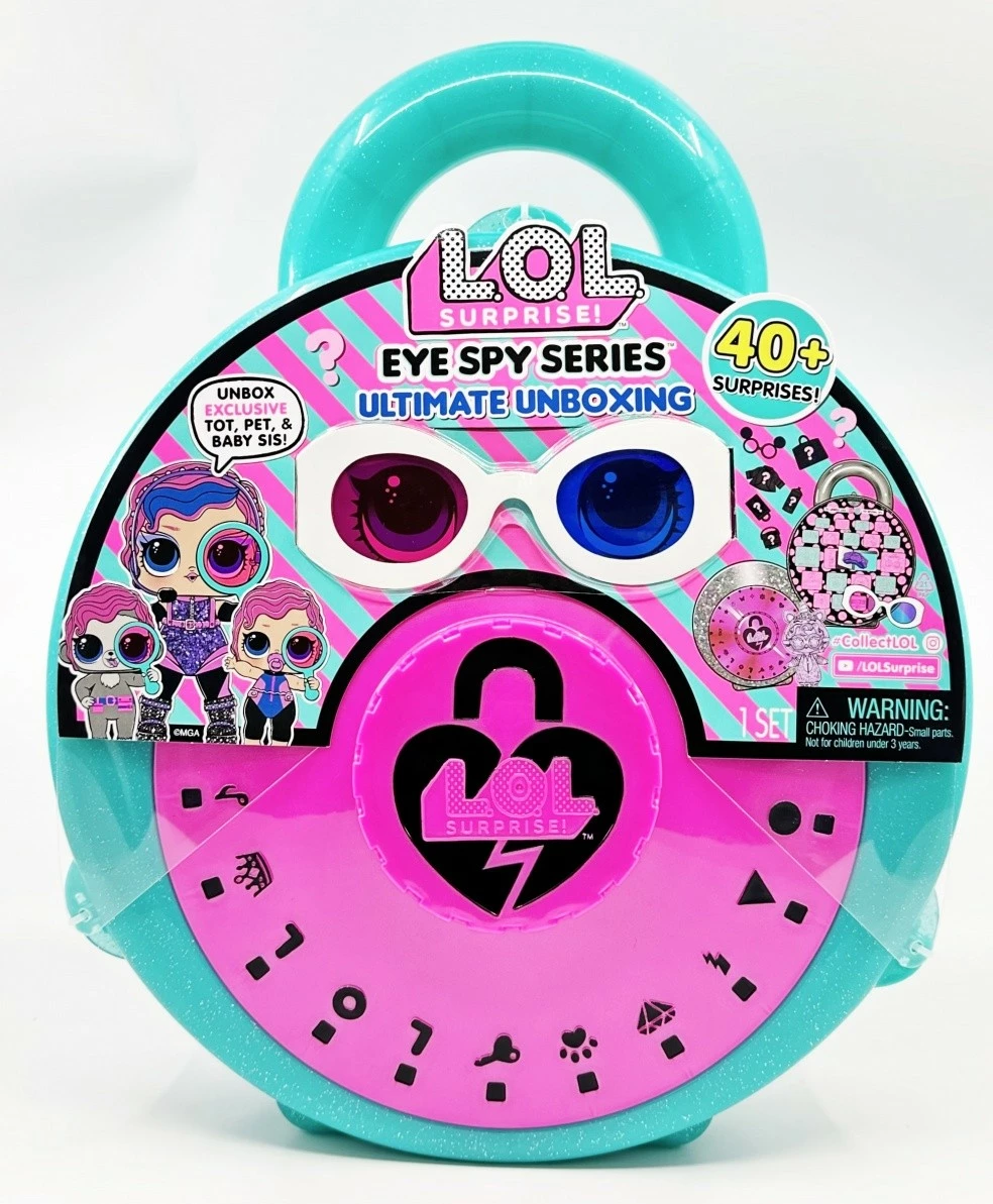kukulla surprizë, L.O.L. Surprise, Eye Spy Series Ultimate Unboxing 542698-EUC, 40+ surpriza, turkuaz/rozë, set