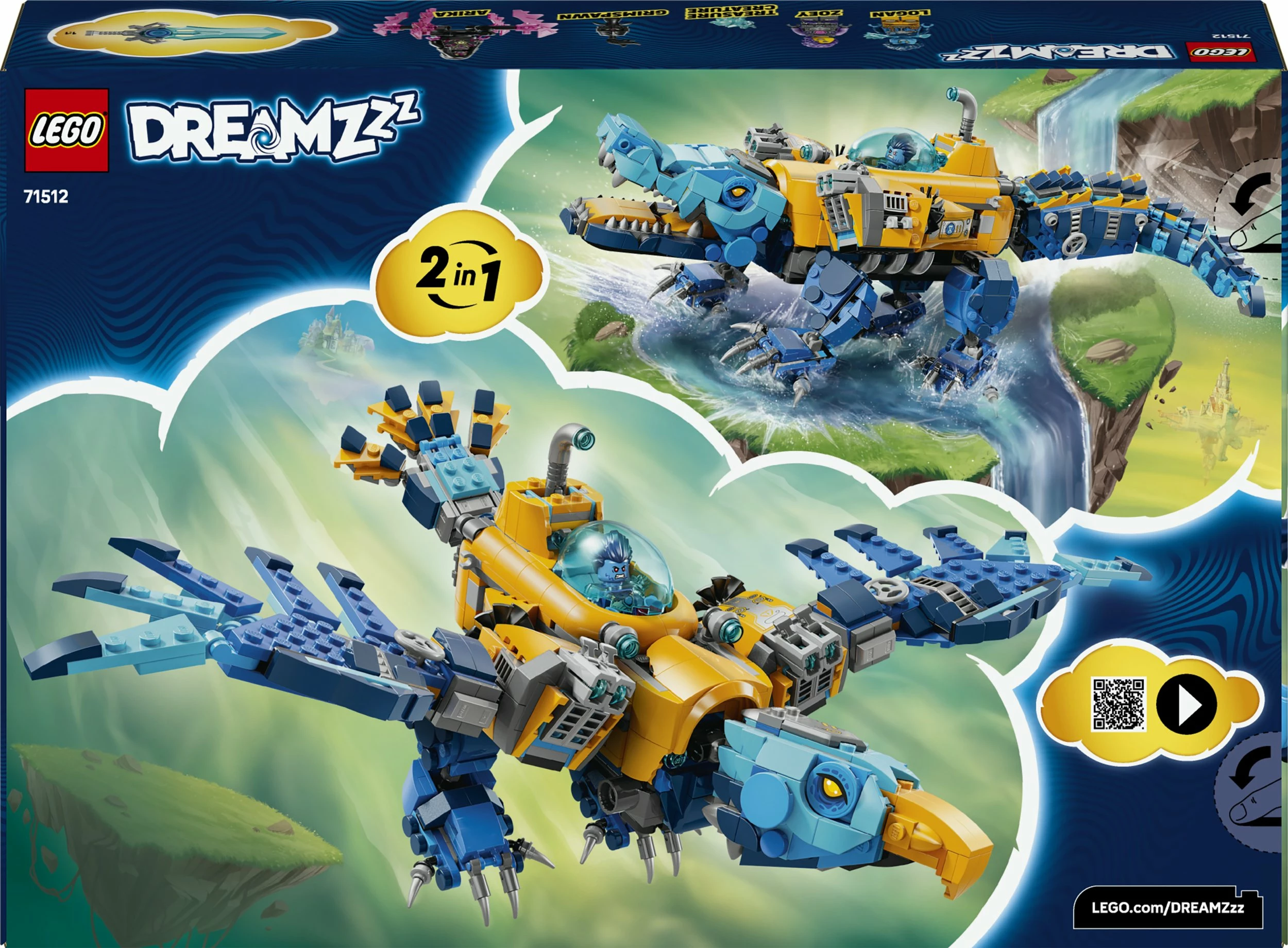Set ndërtimi LEGO DREAMZzz Crocodile Submarine 71512, 1107 copë, 2-në-1