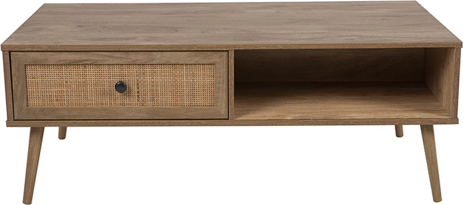 Tavolinë kafeje Ammos, me 1 sirtar, natyrale me ratan, 110x59x41.4