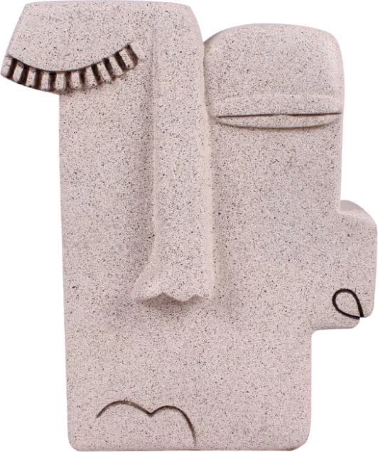 Dekor fytyrë abstrakte, polirezine, bezhë, 18x7x22cm