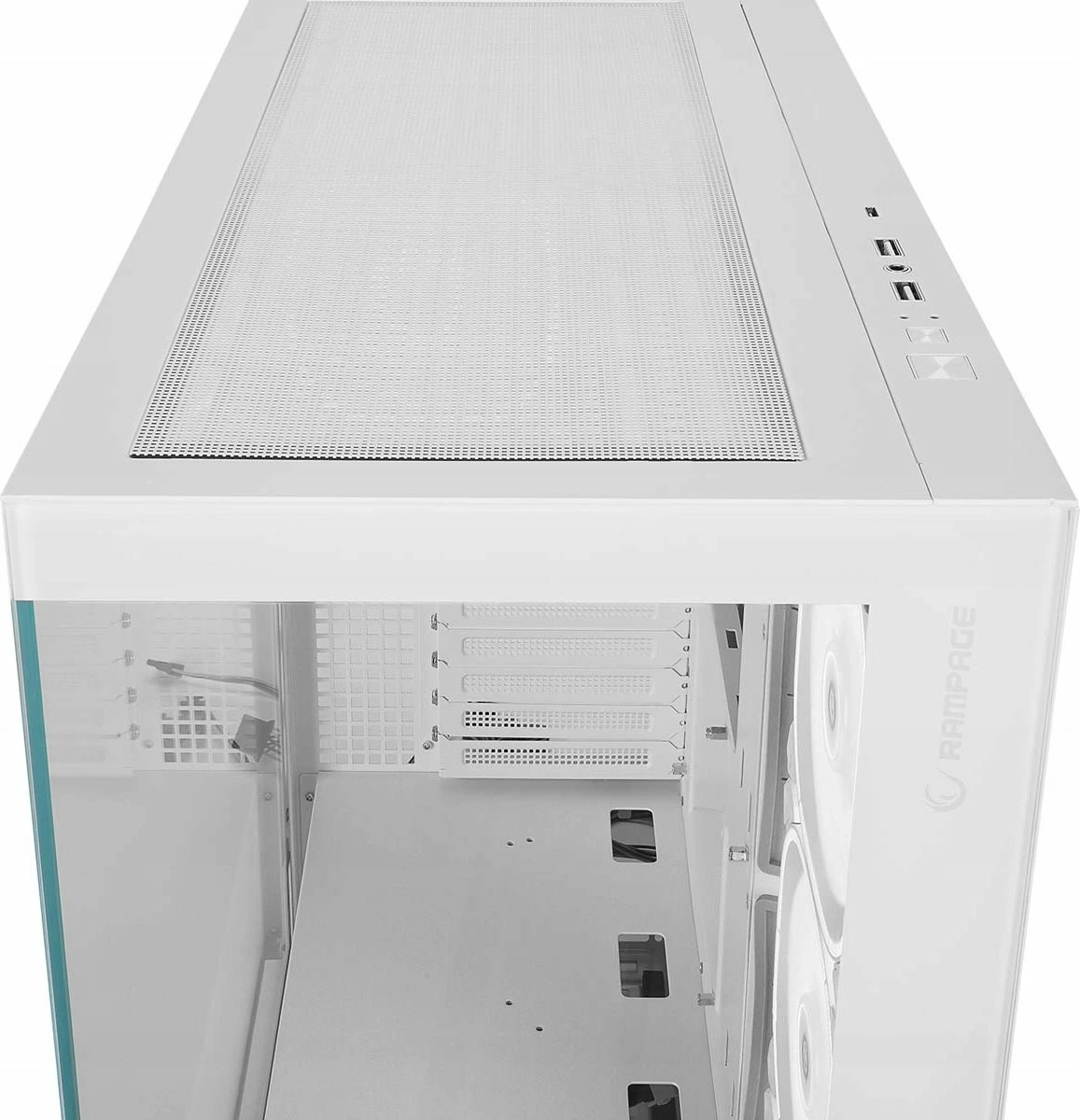 Kasë Rampage Hydra V1 ARGB Midi Tower ATX/mATX/ITX, USB-C, 4 ventilatorë + hub, e bardhë